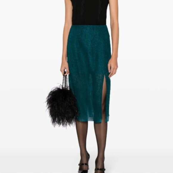 NWOT Jason Wu Collection Double-layered Turquoise Silk Midi Skirt S $1,935 - Picture 2 of 12